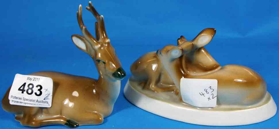 Appraisal: Zolnay Pecs Figure of Two Deer and Zolnay pecs Figure