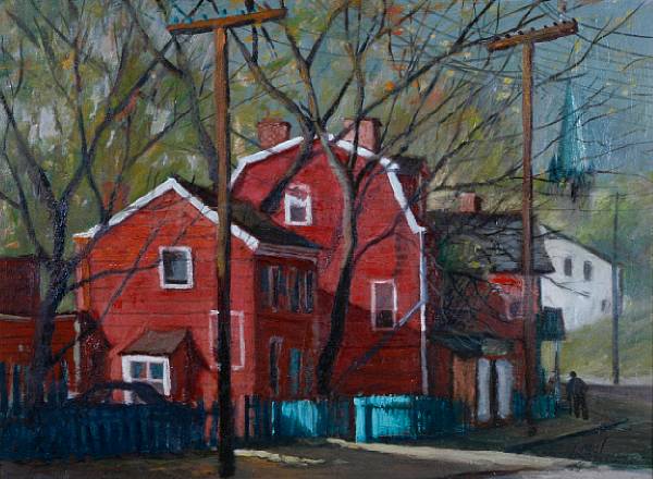 Appraisal: Paul Longenecker Red House Street Corner signed 'Paul Longenecker' lower