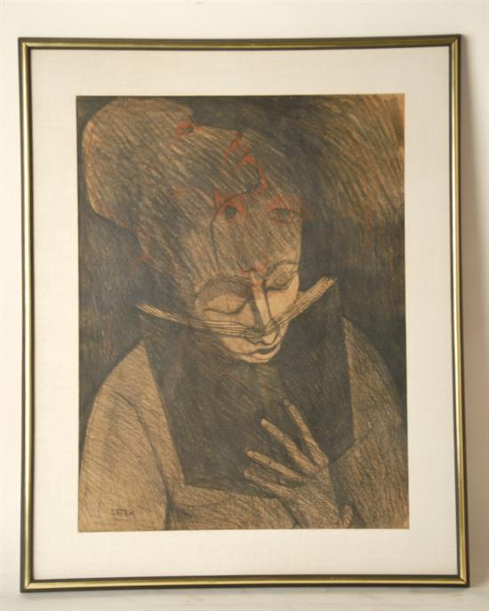 Appraisal: Ronald Satok Canadian Variation on a Theme of Prayer Charcoal