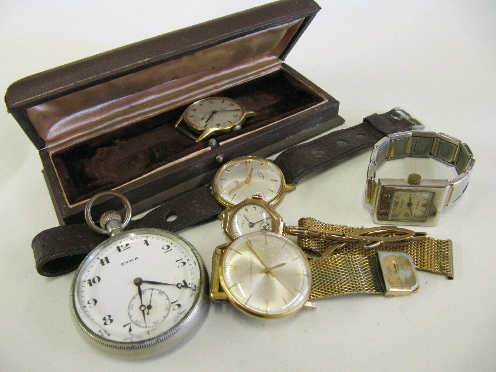 Appraisal: Lot comprising 's ct gold cased Omega wrist watch gents