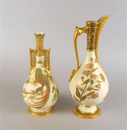 Appraisal: Two Royal Worcester gilt decorated porcelain articles Each in the