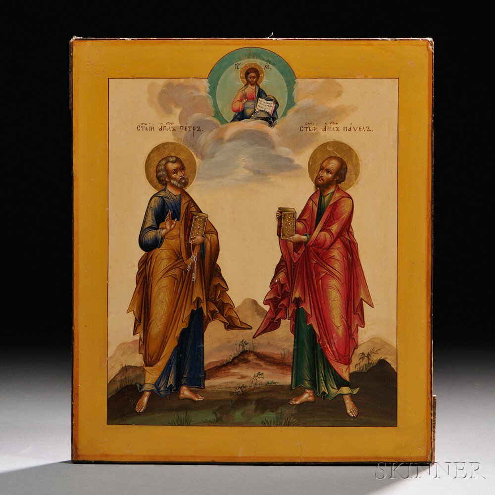 Appraisal: Russian Icon of the Apostles Peter and Paul Palekh th