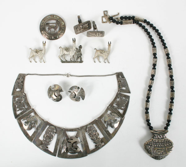 Appraisal: Peruvian jewelry mostly sterling Industria Peruana including a necklace and