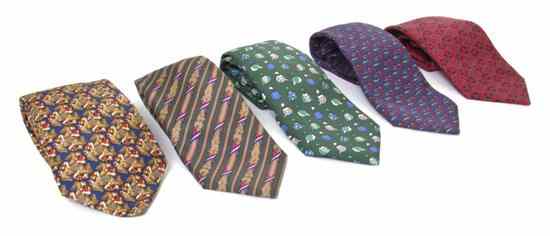 Appraisal: A Group of Five Hermes Silk Ties