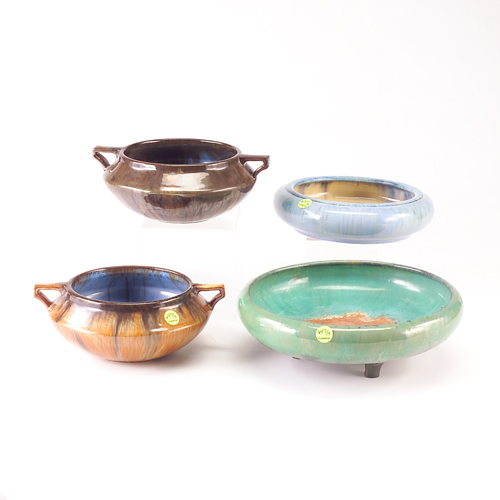 Appraisal: FULPER Four low bowls two with two handles in Cat's