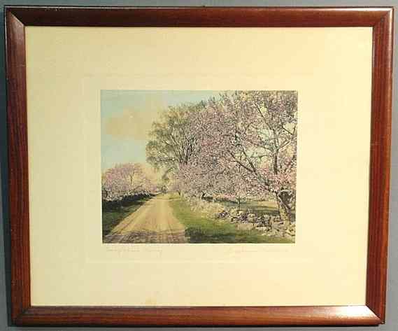 Appraisal: Signed Wallace Nutting print of a spring landscape titled Gorgeous