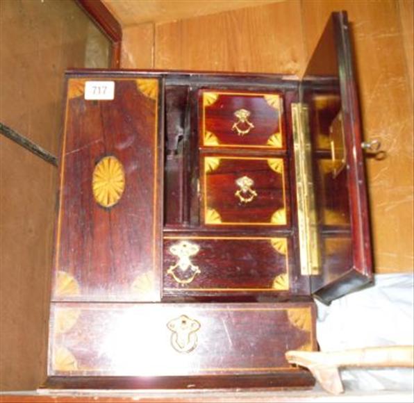 Appraisal: An Edwardian rosewood and satinwood inlaid smokers cabinet with gilt