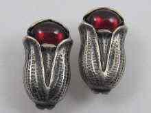 Appraisal: A pair of Georg Jensen silver earrings set with cabochon