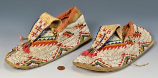 Appraisal: Pair of Native American Beaded Moccasins Native American possibly Sioux