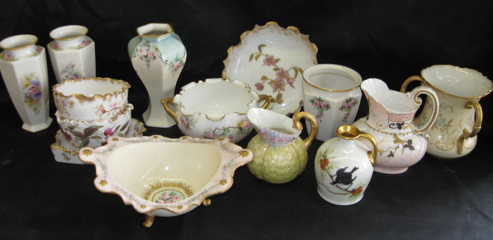 Appraisal: Fourteen-Piece Collection of Hand-Painted American Belleek Porcelain comprised of a