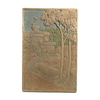 Appraisal: Impressive Batchelder Tile With Castle Scene Los Angeles M- Length