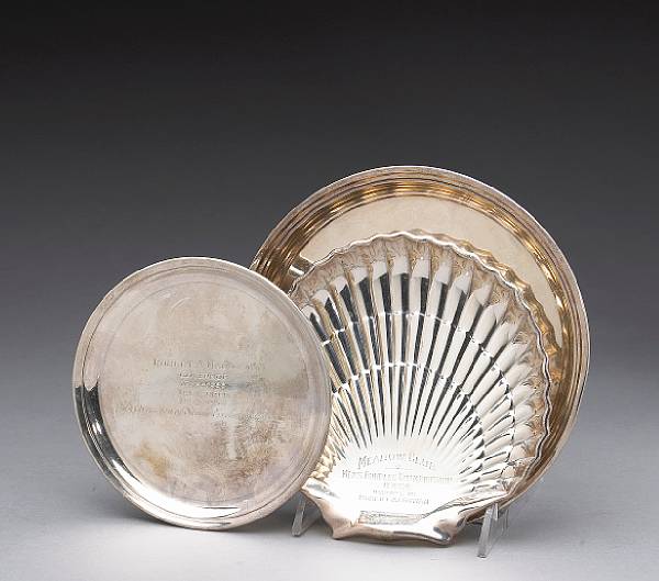 Appraisal: A group of three sterling trays with presentation inscriptions Comprising