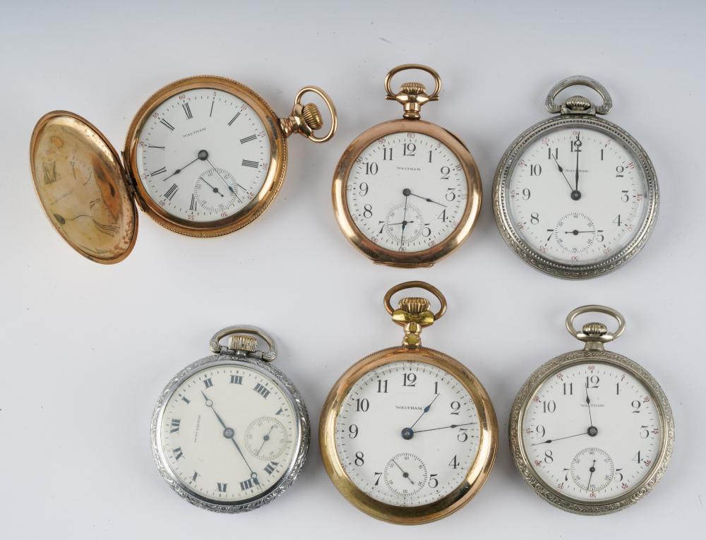 Appraisal: SIX WALTHAM WATCH CO POCKET WATCHESthe st s rolled gold