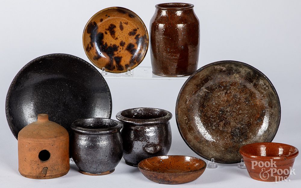 Appraisal: Nine pieces of American redware Nine pieces of American redware