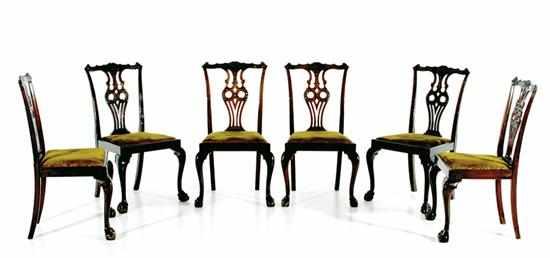 Appraisal: Chippendale style carved mahogany side chair set scrolled crest over