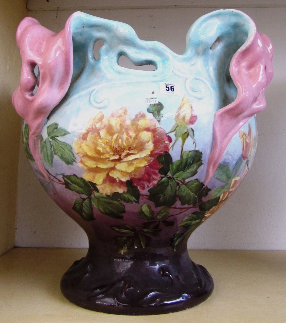 Appraisal: A Delphin Massier - earthenware jardiniere late th century with