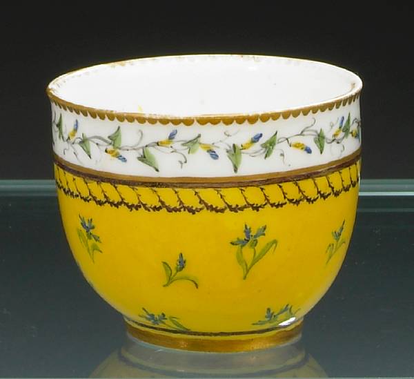 Appraisal: A Sevres porcelain yellow ground sucrier porcelain th century decoration