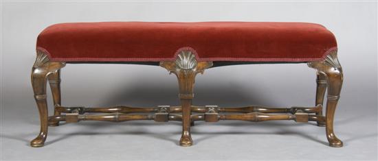 Appraisal: A Carved Mahogany Bench Width inches