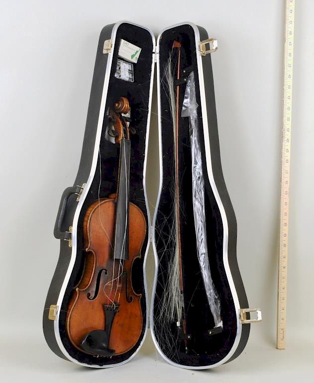 Appraisal: Cased Violin Copy of Antonius Stradivarius Cased violin copy of