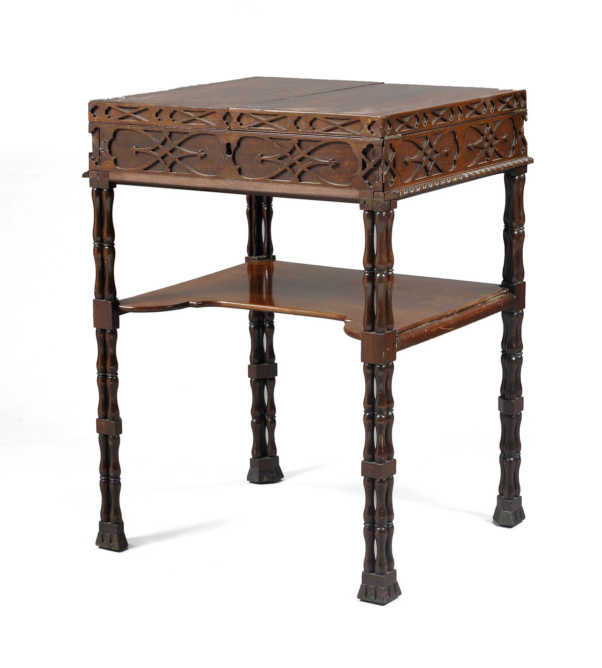 Appraisal: CARVED MAHOGANY AND WALNUT DRESSING TABLE IN THE CHIPPENDALE STYLE