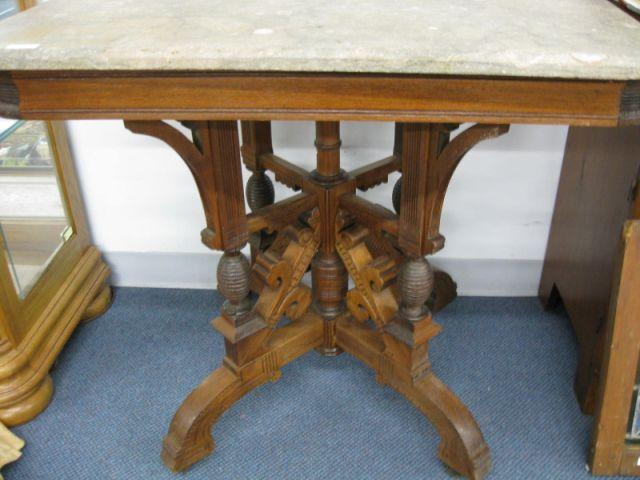 Appraisal: Victorian Eastlake Marble Top Table X X