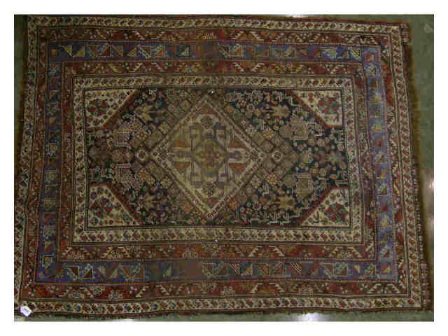 Appraisal: Oriental Rug semi-antique traditional ' x ' tribal design edge