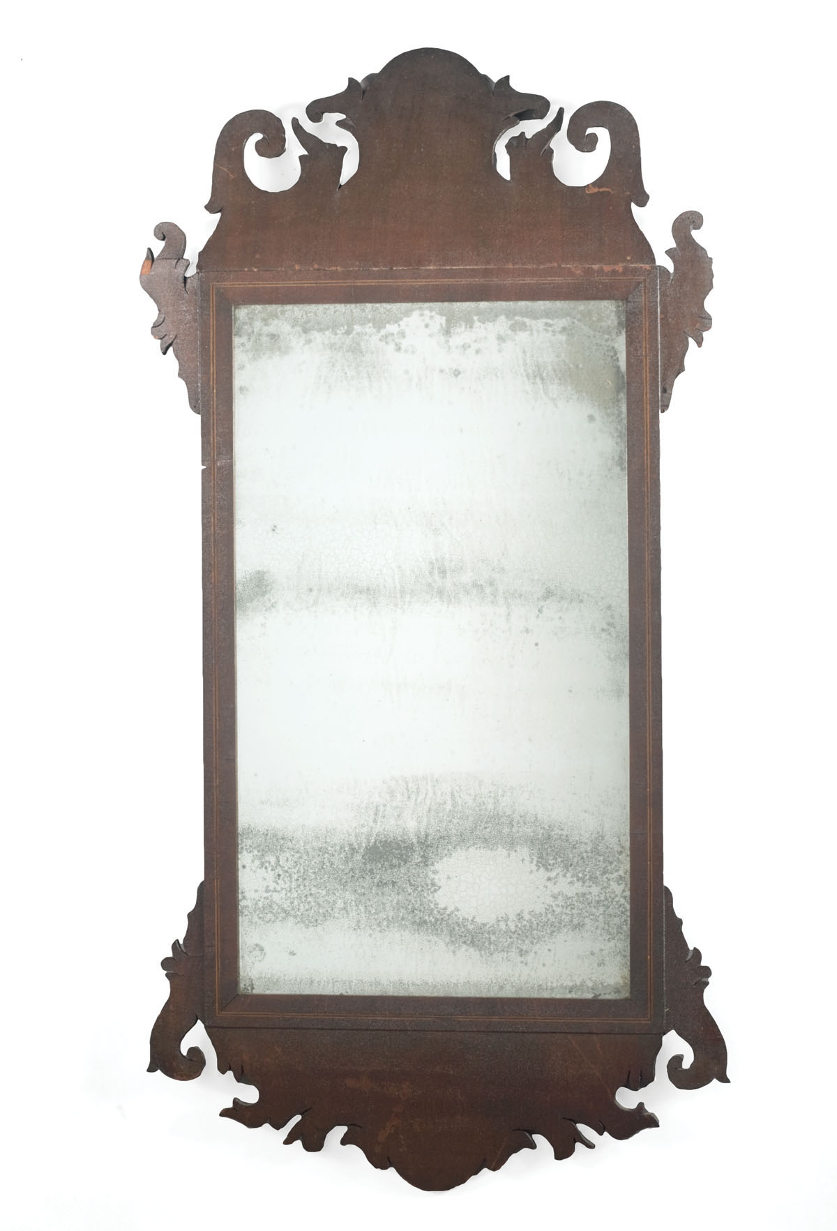 Appraisal: NEW ENGLAND CHIPPENDALE INLAID MAHOGANY MIRROR CIRCA Th e deep