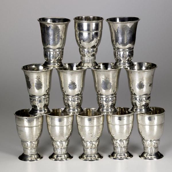 Appraisal: A HALBERSTADT SKONVIRKE Twelve silver goblets by Assayer Christian F