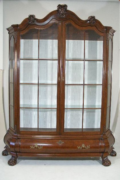 Appraisal: Bombe Display Cabinet English Late th c walnut and figured