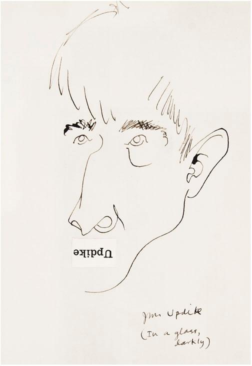 Appraisal: John UPDIKE American - Self-portrait ink and mixed-media on paper