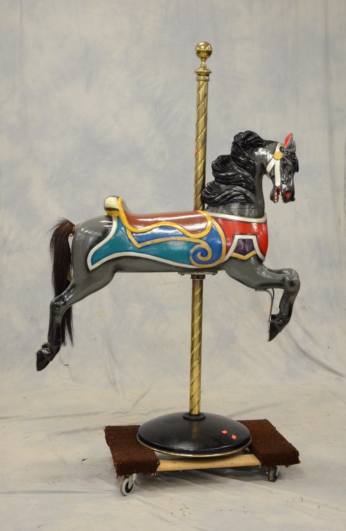 Appraisal: Carved and painted carousel horse by Parker c long on