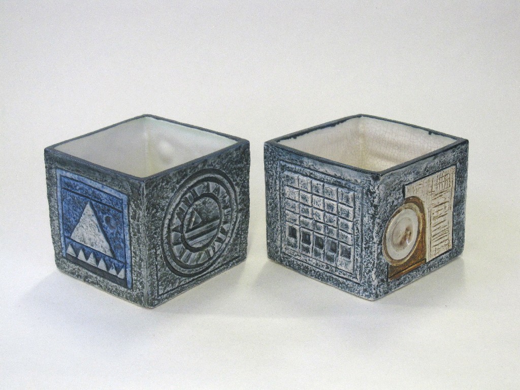 Appraisal: Two Troika small textured cubes one by Anette Walters