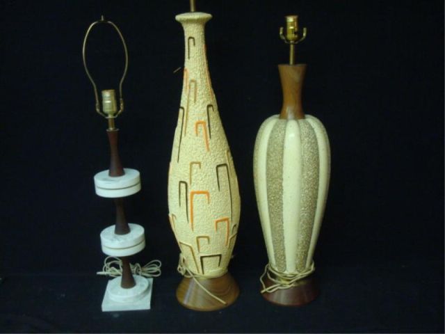 Appraisal: Mid Century ceramic and marble lamps Dimensions Tallest is high