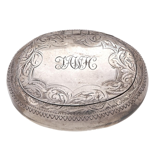 Appraisal: A Victorian oval silver tobacco box foliate engraved mm l