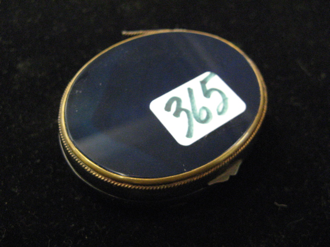 Appraisal: A CONTINENTAL OVAL COBALT BLUE AGATE AND METAL PATCH BOX