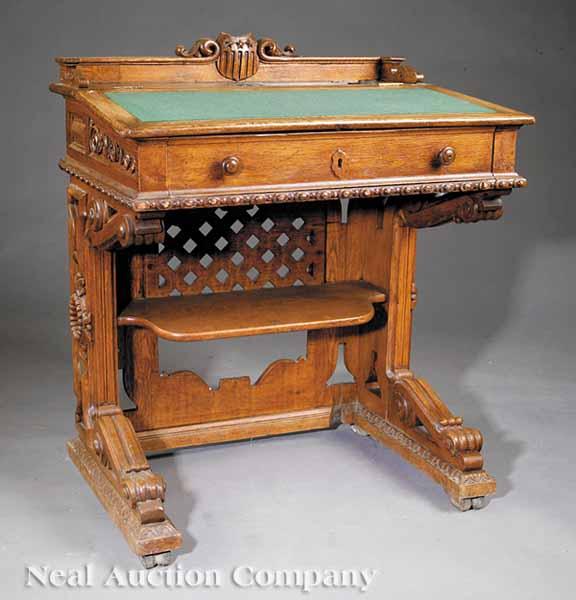 Appraisal: An American Carved Oak House of Representatives Desk mid- th