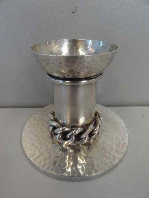 Appraisal: DESPRES J French Art Deco Silverplate PricketStick Inscribed underneath J