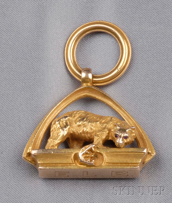 Appraisal: Antique kt Gold Fob Wordley Allsopp Bliss depicting a bear