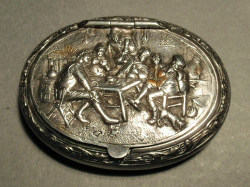 Appraisal: Dutch silver snuff box marked Holland l ten souvenir spoons