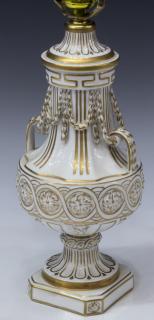 Appraisal: DRESDEN PARCEL GILT URN FORM TABLE LAMP Dresden parcel gilt