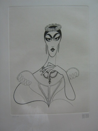 Appraisal: AL HIRSCHFELD Maria Callas Etching x mm x inches full