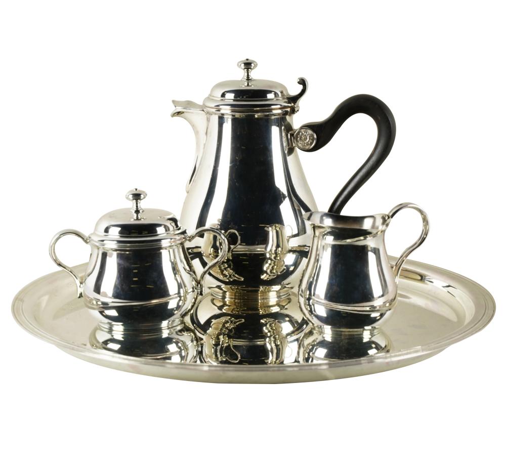 Appraisal: CHRISTOFLE SILVERPLATE TEA SERVICEwith maker's marks comprising a teapot inches