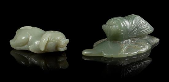 Appraisal: Sale Lot Two Carved Jade Articles each of a celadon