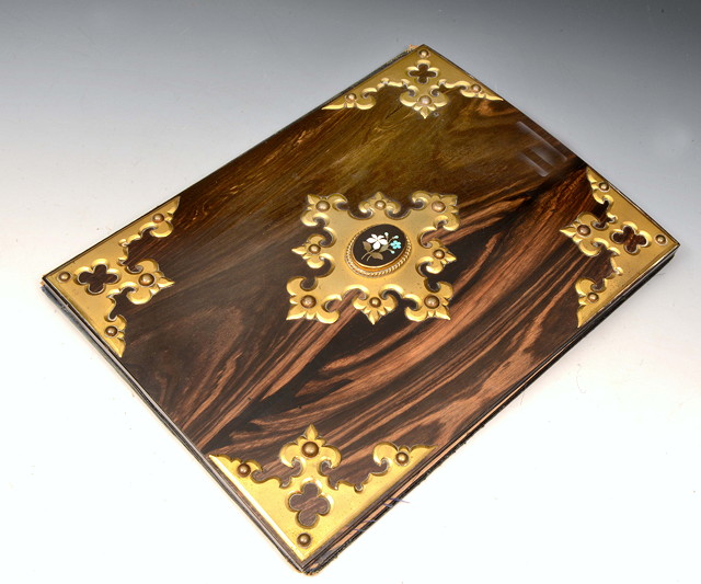 Appraisal: A VICTORIAN COROMANDEL AND BRASS MOUNTED CORRESPONDENCE FOLDER inset micro