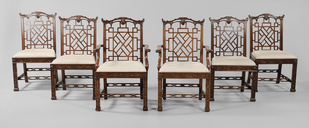 Appraisal: Set of Six Chinese Chippendale Style Mahogany Dining Chairs Philippines