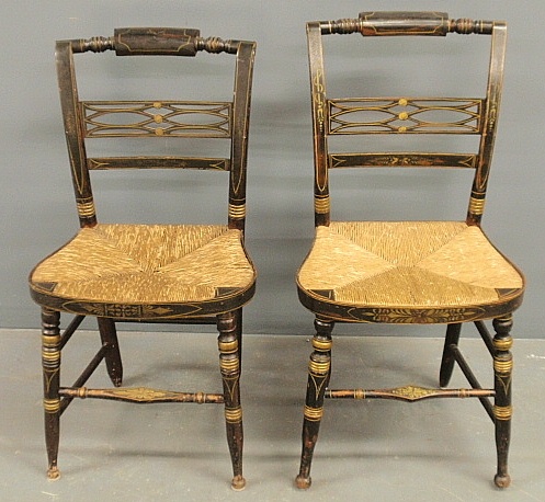 Appraisal: - Pair of New England paint decorated fancy chairs c