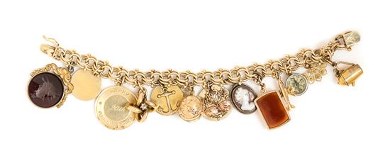 Appraisal: Sale Lot A Karat Yellow Charm Bracelet with Attached Charms