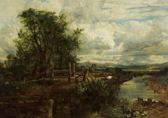 Appraisal: WATTS FREDERICK WATER British - Landscape with Bridge oil on