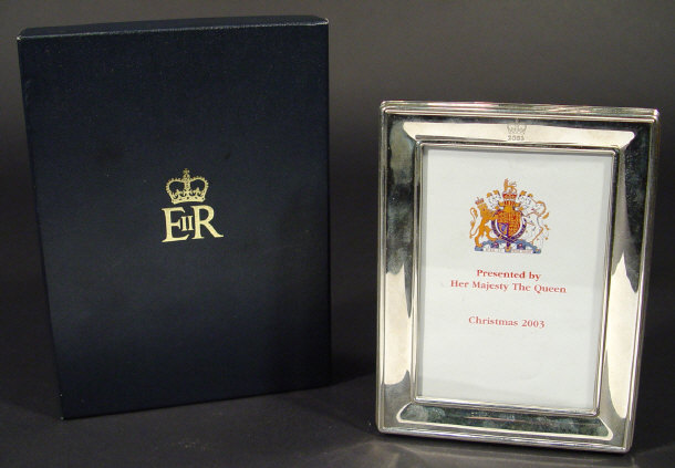 Appraisal: Rectangular silver photo frame presented by Her Majesty the Queen