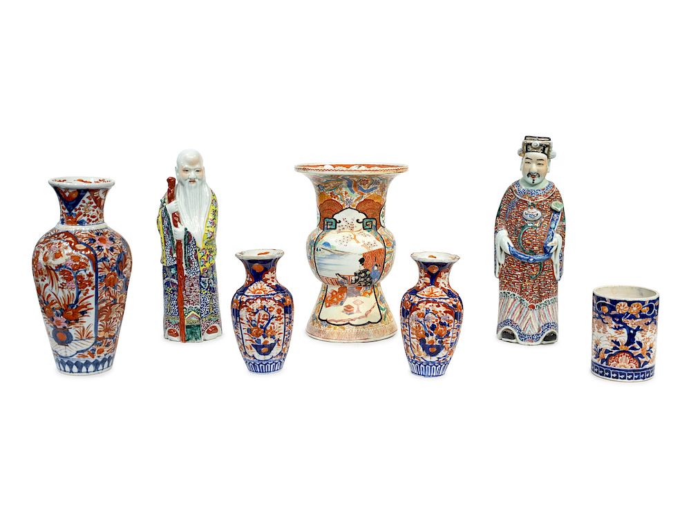 Appraisal: Five Imari Porcelain Vases and a Pair of Chinese Porcelain